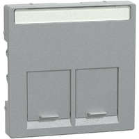 Schneider Electric Zrt. MERTEN Fedlap, 2xRJ45 aljzathoz, feliratozható, System-M, alumínium MEG4574-0460 Schneider