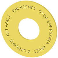 Siemens Siemens 3SU1900-0BN31-0NC0 kör alakú, 60 mm-es, sárga felirati tábla, 4 nyelvű: DE,EN,FR,IT