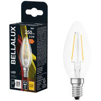 Ledvance Gmbh Bellalux E14 LED gyertya, 2,5W, 250 lm, 2700 K, melegfehér, áttetsző üveg-25 W izzó helyett - Classic B filament