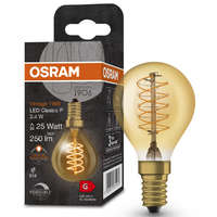 Ledvance Gmbh Osram E14 LED kisgömb, 3,4W, 250 lm, 2200 K, candlelight, dimmelhető, arany színű színű üveg-25 W izzó helyett - Vintage 1906 DIM Classic P Gold filament