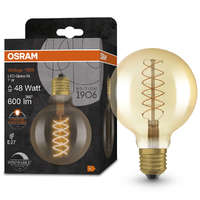 Ledvance Gmbh Osram E27 LED 7W, 600 lm, 2200 K, candlelight, dimmelhető, arany színű színű üveg-50 W izzó helyett - Vintage 1906 DIM Classic Globe95 Gold filament