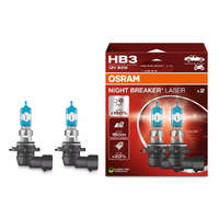 OSRAM GmbH Osram Night Breaker Laser HB3 halogén fényszóró izzó, közúton legálisan használható, akár 150%-kal nagyobb fényerő, 3200 K színhőmérséklet, 9005NL-2HB, 2db/csomag