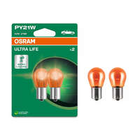 OSRAM GmbH Osram Ultra Life PY21W jelzőizzó, 12V, BAU15s foglalattal, borostyánsárga fényű, akár négyszeres élettartammal, 7507ULT-2BL, 2db/bliszter