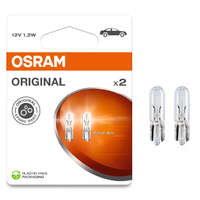 OSRAM GmbH Osram Original Line 2721 műszerfalizzó, 12V, 1W, 7,5 lumen, kompakt méretű ék alakú üvegfoglalattal, hosszú élettartamú belső világítási megoldás, 2721-2BL, 2db/bliszter