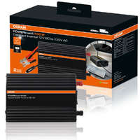 OSRAM GmbH Osram Powerinvert 500W, módosított szinuszhullámú inverter 12V DC-ről 230V AC-re, 500W tartós és 1000W csúcsteljesítménnyel, USB 2.1A porttal és akkumulátorcsipeszes csatlakozással, OEINVU500