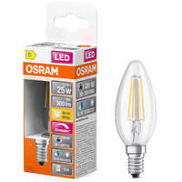 Ledvance Gmbh Osram E14 LED gyertya, 2,2W, 300 lm, 2700 K, melegfehér, dimmelhető, áttetsző üveg-25 W izzó helyett - Superstar+ Classic B filament