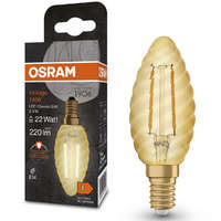 Ledvance Gmbh Osram E14 LED gyertya, 2,5W, 220 lm, 2400 K, candlelight, arany színű színű üveg-20 W izzó helyett - Vintage 1906 Classic BW filament