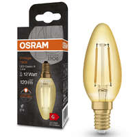 Ledvance Gmbh Osram E14 LED gyertya, 1,5W, 120 lm, 2400 K, candlelight, arany színű színű üveg-10 W izzó helyett - Vintage 1906 Classic B filament