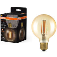 Ledvance Gmbh Osram E27 LED 6,5W, 725 lm, 2400 K, candlelight, dimmelhető, arany színű színű üveg-52 W izzó helyett - Vintage 1906 DIM Classic Globe95 Gold filament