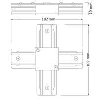 Ledvance Gmbh Ledvance Connector 1-phase tracking system X Type Black – X-alakú csatlakozóelem egyfázisú sínrendszerhez, fekete, alumínium/műanyag, 102x102x19 mm