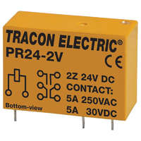 Tracon Budapest Kft. Print relé 24V DC / 2×CO, 5A, PR24-2V Tracon