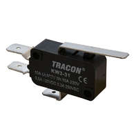 Tracon Budapest Kft. Mikrokapcsoló, rugószáras 28mm, 250V/16(4)A, 6,3x0,8mm, IP00 KW3-31 Tracon