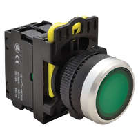 Tracon Budapest Kft. Világító nyomógomb, zöld 1×NO, 5A/230V AC-15, IP65, LED 230V AC/DC NYG3-LG Tracon
