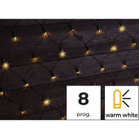 Tracon Budapest Kft. Karácsonyi fényháló, kültéri/beltéri, 230VAC, 5+3x1,5M, 220LED, 6W, 2600-2700K, IP44 CHRNOP220WW Tracon