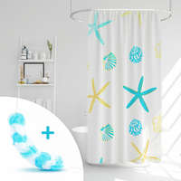 Globiz International Kft. Zuhanyfüggöny szett fürdőpamaccsal - 3 féle - kék, zöld mintás - 180 x 180 cm (véletlenszerűen kerül kiválasztásra)