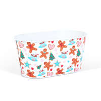 Globiz International Kft. Karácsonyi fém kosár - mézeskalács mintás - 19 x 11,5 x 9,5 cm