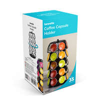 Globiz International Kft. Fém kávékapszula tartó - 35 db Dolce Gusto kapszulához - 165 x 165 x 320 mm - fekete