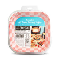 Globiz International Kft. Air fryer sütőpapír - olaj nélküli sütőhöz - kockás, négyzet - 20 cm - 50 db / csomag