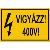 Matrica 60x100mm (Vigyázz! 400V) vinil öntapadó