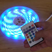 deLux LED szalag 30 led RGB szett 7,2W/m SMD5050 12V DC 5m IP65 távirányítóval tápegységgel DEL1578