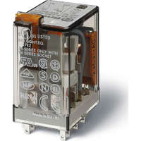 Finder-Hungary Kereskedelmi Kft. Finder miniatűr ipari relé, foglalatba dugaszolható, mech. állapotjelzés + tesztgomb, 2 váltóérintkező 10 A, : 220 V DC 55.32.9.220.0040