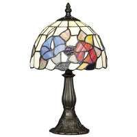 Luxera s.r.o. Tiffany asztali lámpa kék-piros virág motívummal, 38 cm - Prezent 79, 1xE14 foglalattal