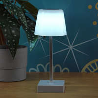 Globo Eastern Europe s.r.o Érintőkapcsolóval szabályozható asztali LED lámpa, 25 cm, tölthető, ezüst színben - Xayden Globo 28061SI - szabályozható fényerősség, 3000/6000 K, 100 lm, 2 W, 0.8 méteres kábel, akkumulátoros