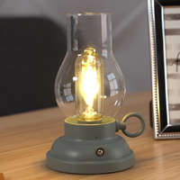 Globo Eastern Europe s.r.o Érintőkapcsolós asztali LED lámpa, tölthető, petróleum lámpa hatású, zöld - Petro Globo 58016B - szabályozható fényerősség, 2700 K, 65 lm, 1 W, 1 méteres kábel, akkumulátoros