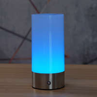 Globo Eastern Europe s.r.o Érintőkapcsolós asztali RGBW LED lámpa, 19 cm, tölthető, nikkel színben - Lex Globo 21040RGB - szabályozható fényerősség, 2900 K, 100 lm, 1,8 W, 1 méteres kábel