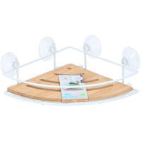 FÜRDŐSZOBA POLC TAPADÓKORONGOS BAMBUSZ BETÉTES SAROK ELEM 27X20X8CM