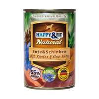 Happy&Fit Happy&Fit Natural Konzerv Kutyáknak (Kacsa, Sonka, Sütőtök és Aloe vera) - 400 g