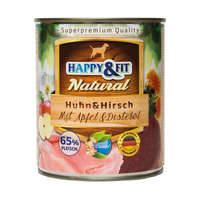 Happy&Fit Happy&Fit Natural Konzerv Kutyáknak (Csirke, Szarvas, Alma és Sáfrányolaj) - 800 g
