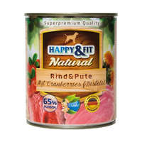 Happy&Fit Happy&Fit Natural Konzerv Kutyáknak (Marha, Pulyka, Áfonya és Sáfrányolaj) - 800 g
