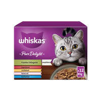 Whiskas Whiskas Pure Delight Falatka Válogatás Alutasakos Macskaeledel Aszpikban (Marha, Csirke, Lazac, Tonhal) - 12x85 g