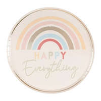 Ginger Ray Party papírtányér (8 db) - "Happy Everything" - szivárvány-arany