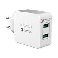 DODOCOOL DODOCOOL DUÁL USB FALI TÁPEGYSÉG, Quick Charge 3.0, kimenet(A/B) 3.6-6.5V 3A/ 6.5-9V 2A/ 9-12V 1.5 A