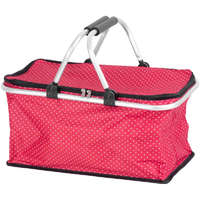 Strend Pro Strend Pro Jela összecsukható bevásárló kosár, piros mintás, 47 x 28 x 25 cm, 5 kg teherbírású, cipzáras fedéllel és két fogantyúval