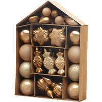 MagicHome MagicHome karácsonyfadísz készlet, 32 darabos, bronz színű, mix, fényes, matt és csillámos felülettel