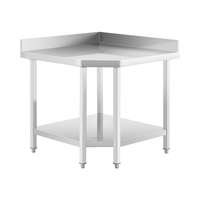 Royal Catering Rozsdamentes acél sarokasztal - ECO - 90 x 70 cm - 300 kg - hátsó perem - Royal Catering