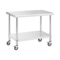 Royal Catering Rozsdamentes acél asztal kerekekkel - PREMIUM - 60 x 100 cm - 155 kg - Royal Catering