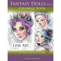  Fantasy Dolls Vol.2 Coloring Book Line Art: 25 Portraits of Big Eye Cuties – Janna Prosvirina