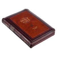  KJV Compact Bible Two-Tone Burgandy/Brown with Zipper Faux Leather