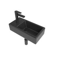  Bathroom set with left basin Brevis 40,5 cm, faucet, siphon, waste and valves in black KSETBRE2LBKM