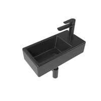  Bathroom set with right basin Brevis 40,5 cm, faucet, siphon, waste and valves in black KSETBRE2PBKM