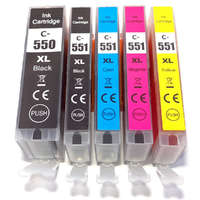 Utángyártott PGI-550XL + CLI-551XL (6496B005) festékpatron csomag, utángyártott, nagy kapacitású, Bk+B+C+M+Y