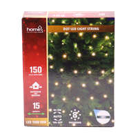 Home LED158DWW DOT LED-es fényfüzér, kül- és beltéri kivitel, 150 db melegfehér LED, 8 mód, 15 m