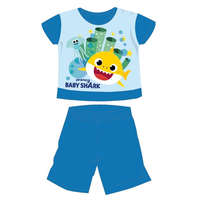 ExityKft. Baby Shark nyári rövid ujjú baba pizsama - pamut jersey pizsama - középkék - 86