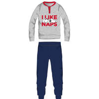 ExityKft. Snoopy férfi vékony pamut pizsama - jersey pizsama - világosszürke-sötétkék - M