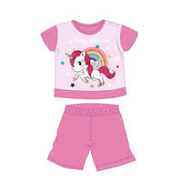 ExityKft. Unikornis nyári rövid ujjú baba pizsama - pamut jersey pizsama - rózsaszín - 92