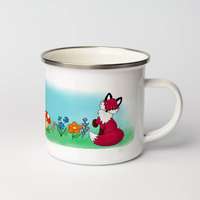 Rókás zománcozott bögre